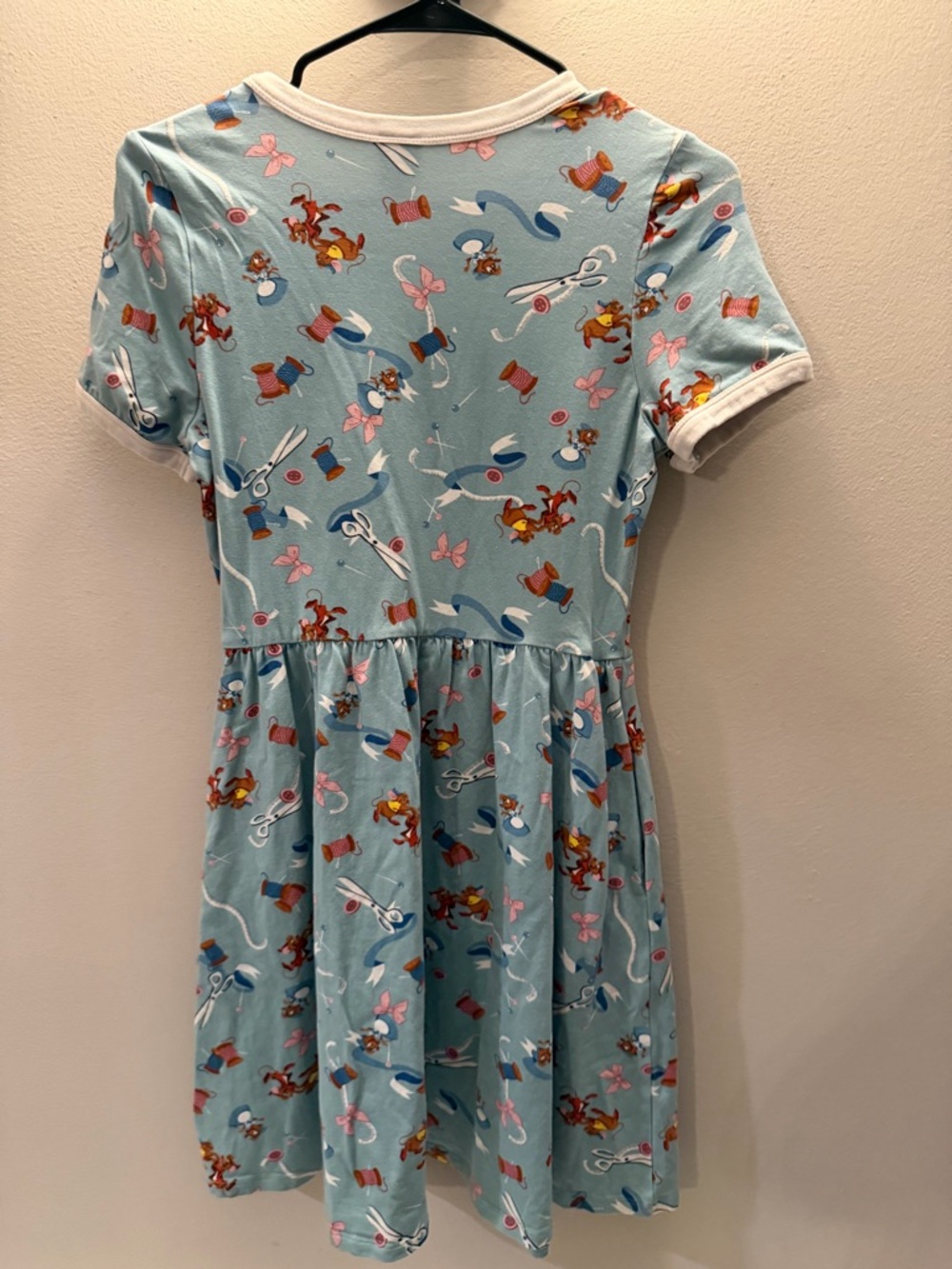 Disney Her Universe Cinderella Mice Gus Jaq Dress Blue XS Short Sleeve Pockets - Picture 5 of 5